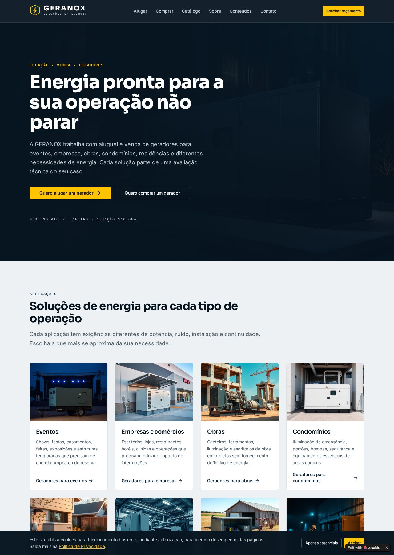 Captura da página completa do projeto GERANOX — Soluções em Energia